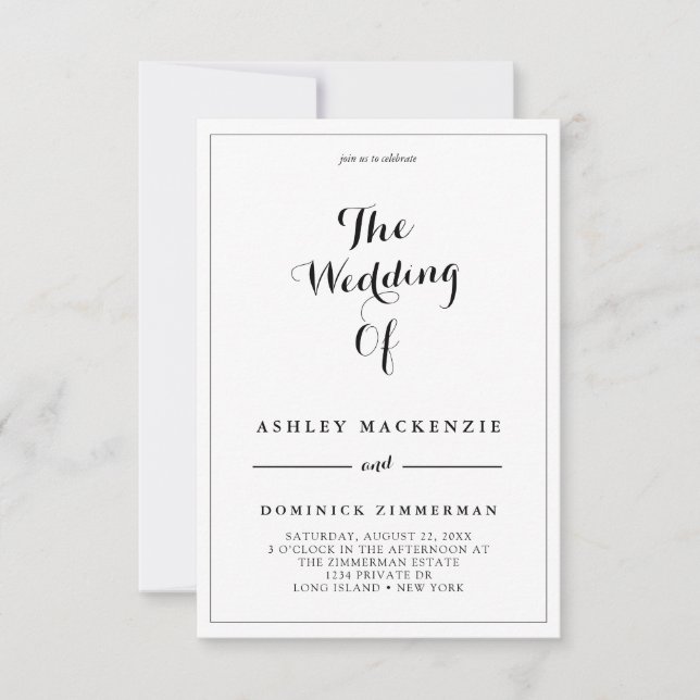 Convites Tudo em um simples casamento contemporâneo RSVP (Frente)