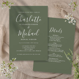 Convites Tudo Em Um Simples E Legant Script Oliva Casamento