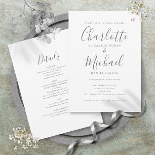 Convites Tudo Em Um Simples Script Elegante Casamento 