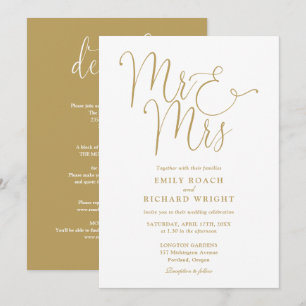 Convites Tudo Em Um Sr E Sra Elegante Casamento Dourado