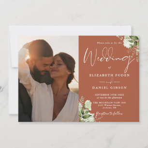 Convites Tudo em Um Terracotta Vegetação Foto Casamento