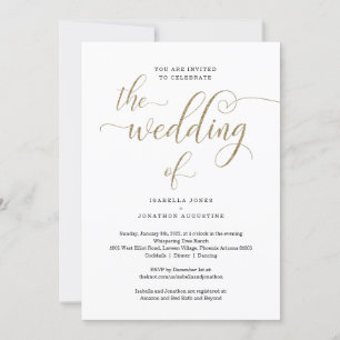 Convites Tudo em um w- RSVP & no casamento Dourado do