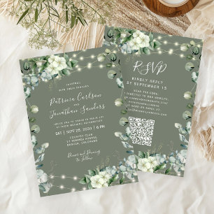 Convites Tudo em uma luz rústica RSVP sage verde casamento