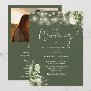 Convites Tudo Em Uma Luzes de Verdura Foto Olive Casamento