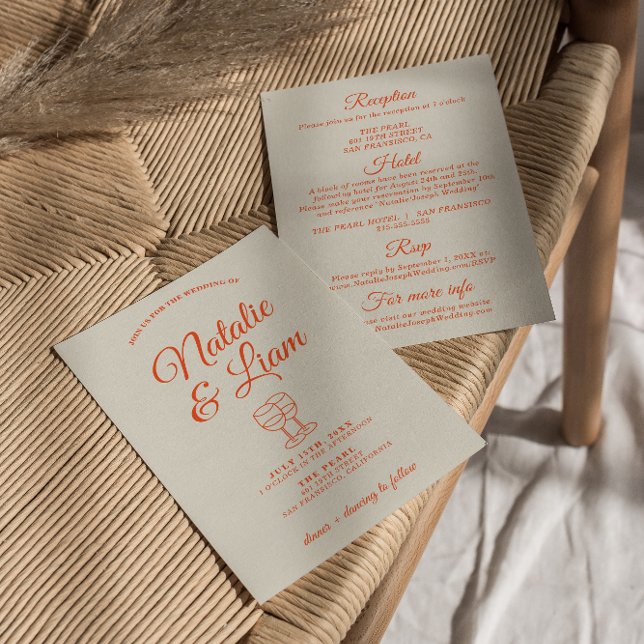 Convites Tudo Em Uma Mão Colorida Desenhado Casamento Retro (Criador carregado)