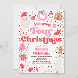 Convites Tudo o que eu quero é quatro festas de aniversário