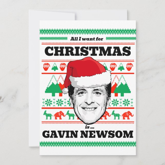Convites Tudo o que eu quero no Natal é Gavin Newsom (Frente)