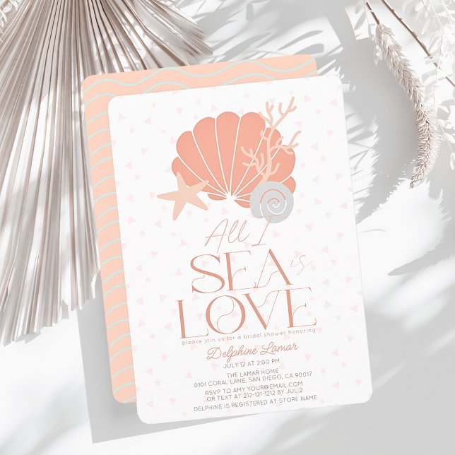 Convites Tudo o que Vejo é Amor Rosa Conchas de Casamento (Criador carregado)
