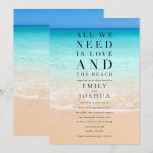Convites Tudo que precisamos é amor e casamento na praia