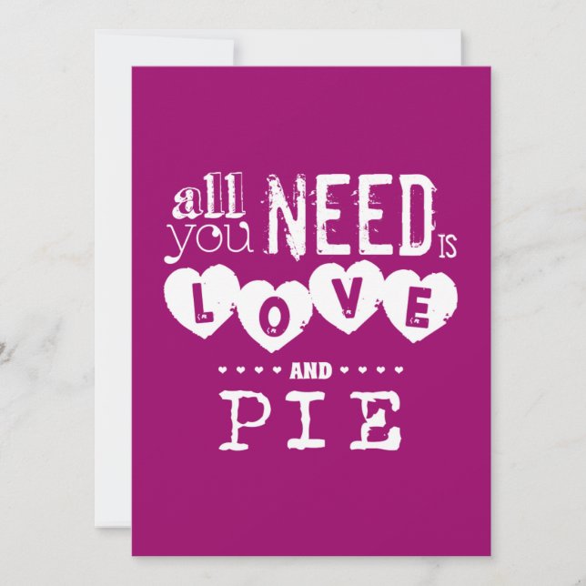 Convites Tudo que você precisa é amor e torta (Frente)