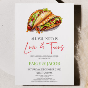 Convites Tudo que você precisa é de Casal de amor e tacos