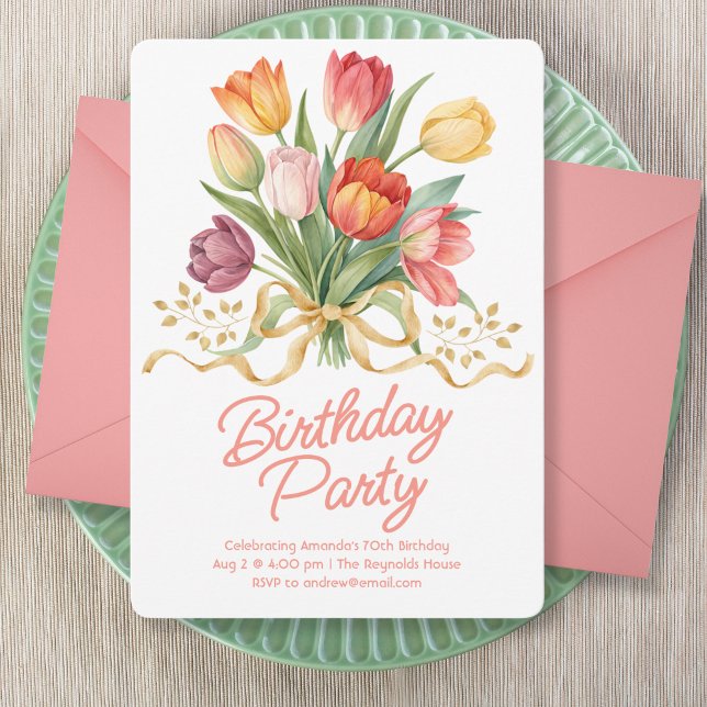 Convites Tulip Bouquet Birthday Party (Criador carregado)