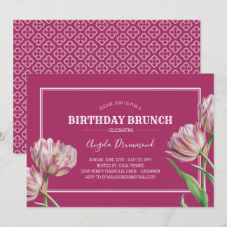 Convites Tulip Flower Birthday Brunch Pink