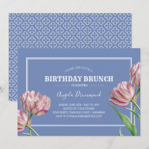 Convites Tulip Flower Birthday Brunch Violet