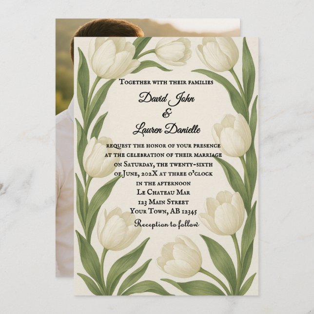 Convites Tulip Sonata Photo Wedding Invitation (Frente/Verso)