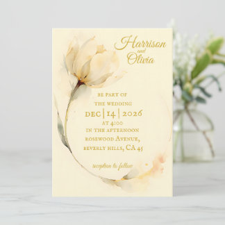 Convites Tulipa aguarela bege de flor simples selvagem casa