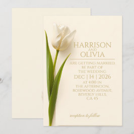 Convites Tulipa Branca Casamento Minimalista Moderno Elegan