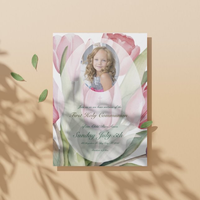 Convites tulipa Elegante Primeira Comunhão (Criador carregado)
