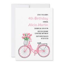 Tulipa Rosa Bicicleta Flor Qualquer Idade Aniversá