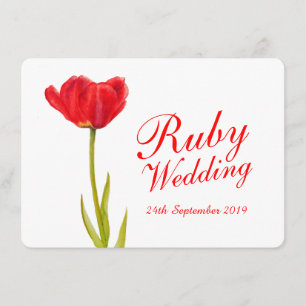 Convites Tulipa vermelha da festa de casamento Ruby art 40º