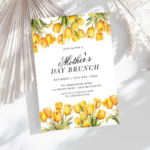 Convites Tulipas Amarelas Modernas Brunch Floral do Dia das