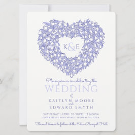 Convites tulipas brancas azuis desenhando casamento do cora