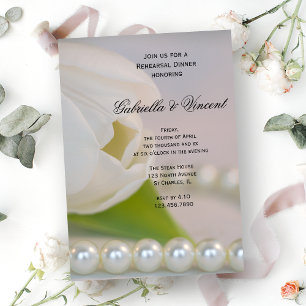 Convites Tulipas Brancas Pearls Janto de Ensaio de Casament