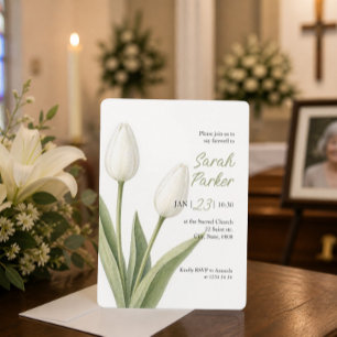 Convites Tulipas de Aquarela Branca Funeral