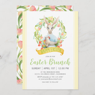 Convites Tulipas de Aquarela e Páscoa de Coelho Brunch