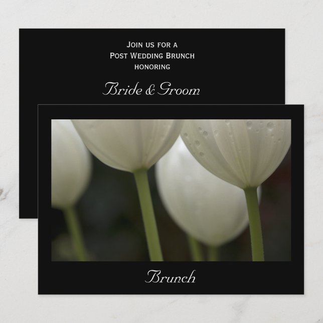 Convites Tulipas de Jardim Branco Brunche de Pós-Casamento  (Frente/Verso)