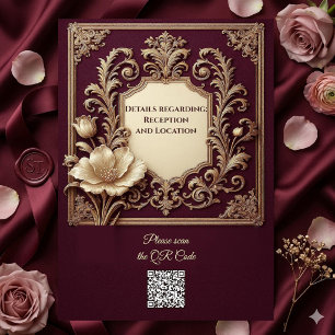 Convites Tulipas de Marfim Barroco Borgonha Dourado Real Ca