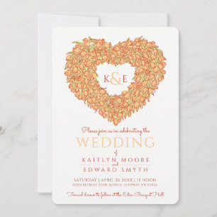 Convites Tulipas de primavera laranja, arte cardíaca