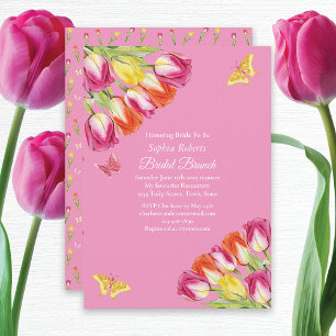 Convites Tulipas e borboletas Bridal Rosa Brunch