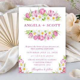 Convites Tulipas e Narcisos em Aquarela Casamento