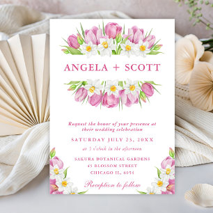 Convites Tulipas e Narcisos em Aquarela Casamento