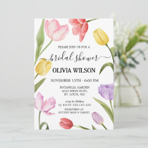 Convites Tulipas em Aquarela Chuveiro de Noiva Floral Elega
