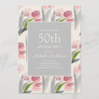 Tulipas Flor de Aguarela Rosa Corada 50º Aniversár