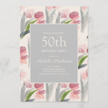 Tulipas Flor de Aguarela Rosa Corada 50º Aniversár