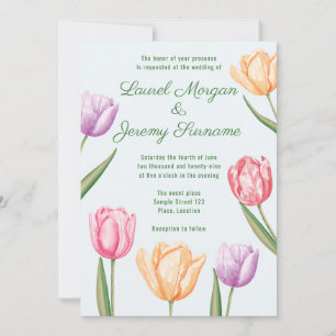 Convites Tulipas Flores Pastel Aquarela Casamento Primavera