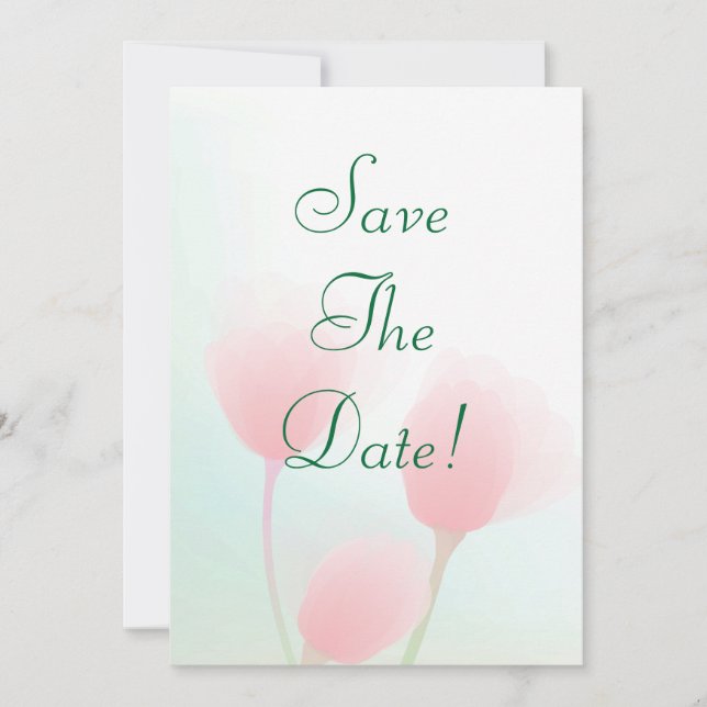 Convites Tulipas Pastel Rosa Suave Casamento Salve A Data (Frente)