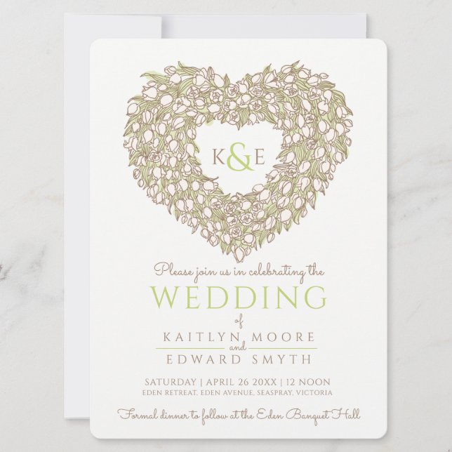 Convites Tulipas primavera de creme atraindo casamento de c (Frente)