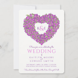 Convites Tulipas primavera púrpuras, arte do coração