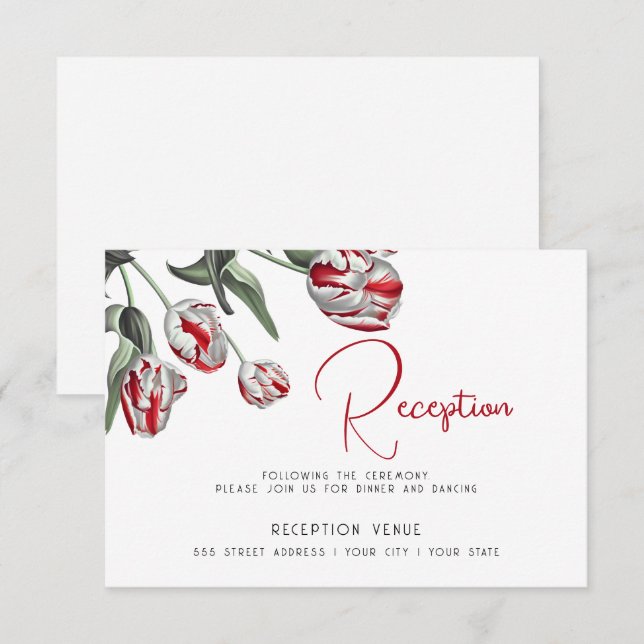 Convites Tulipas Red and White Rembrandt (Frente/Verso)