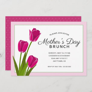 Convites Tulipas Rosa Brunch Dia de as mães