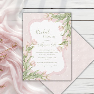 Convites Tulipas Rosa Chuveiro de Noiva Floral Vintage Polc