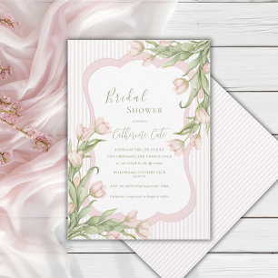 Convites Tulipas Rosa Elegância Floral Chuveiro de Noiva Vi