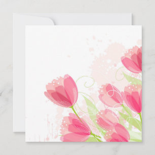 Convites Tulipas Rosa Floral Aniversário