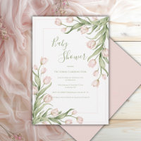 Tulipas Rosa Floral Chique Baby Shower 