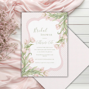 Convites Tulipas Rosa Flores Bolinhas Vintage Chá de Noiva