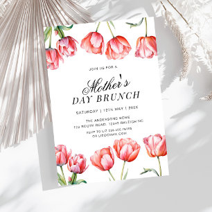 Convites Tulipas Rosa Moderno Dia das Mães Brunch Floral